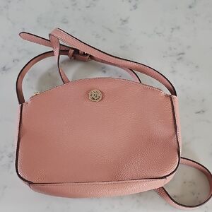 Pink Anne Klein Leather Crossbody Bag with Gold Accent
